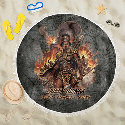 Queen Nzinga Beach Blanket Fierce African Warrior Queen - Dark Tribal Fire Art - African Pride