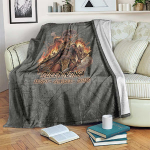 Queen Nzinga Blanket Fierce African Warrior Queen - Dark Tribal Fire Art - African Pride