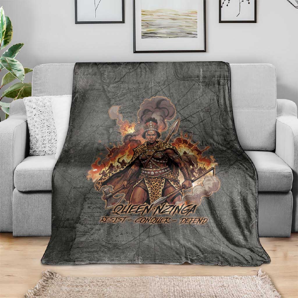 Queen Nzinga Blanket Fierce African Warrior Queen - Dark Tribal Fire Art - African Pride