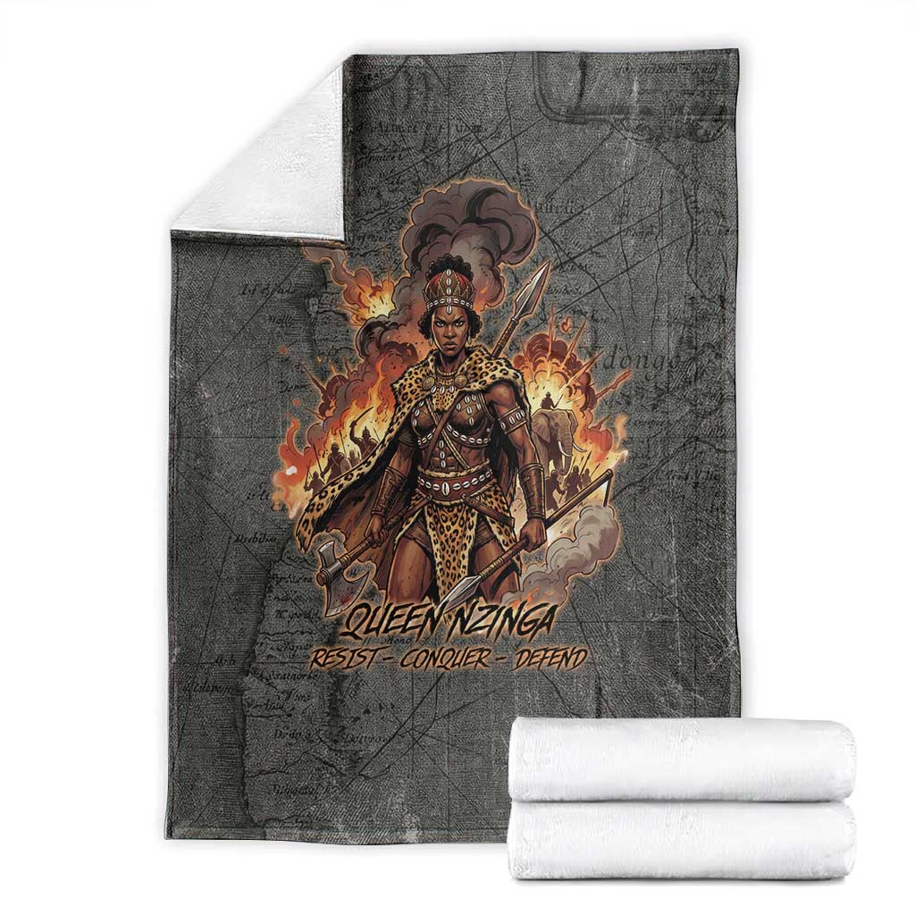 Queen Nzinga Blanket Fierce African Warrior Queen - Dark Tribal Fire Art - African Pride