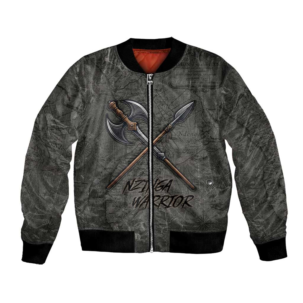 Queen Nzinga Bomber Jacket Fierce African Warrior Queen - Dark Tribal Fire Art - African Pride