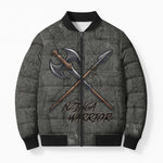Queen Nzinga Bomber Puffer Jacket Fierce African Warrior Queen - Dark Tribal Fire Art - African Pride