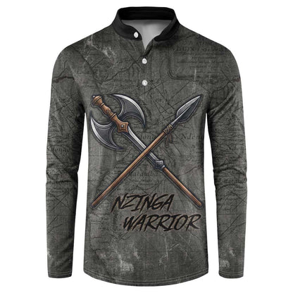 Queen Nzinga Button Sweatshirt Fierce African Warrior Queen - Dark Tribal Fire Art
