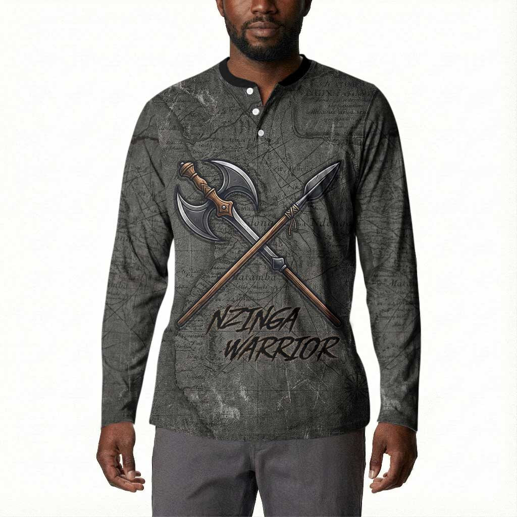 Queen Nzinga Button Sweatshirt Fierce African Warrior Queen - Dark Tribal Fire Art