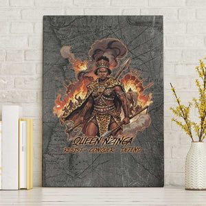 Queen Nzinga Canvas Wall Art Fierce African Warrior Queen - Dark Tribal Fire Art - African Pride