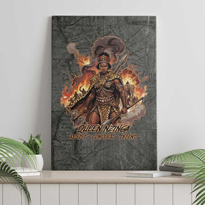 Queen Nzinga Canvas Wall Art Fierce African Warrior Queen - Dark Tribal Fire Art - African Pride