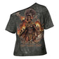 Queen Nzinga Cross Shoulder Shirt Fierce African Warrior Queen - Dark Tribal Fire Art - African Pride