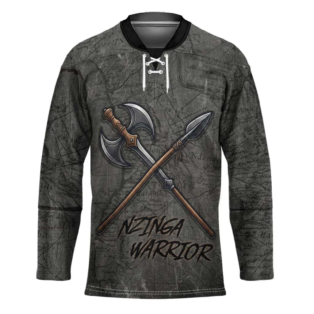 Queen Nzinga Hockey Jersey Fierce African Warrior Queen - Dark Tribal Fire Art - African Pride