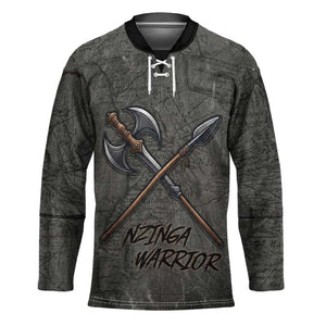 Queen Nzinga Hockey Jersey Fierce African Warrior Queen - Dark Tribal Fire Art - African Pride