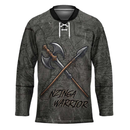 Queen Nzinga Hockey Jersey Fierce African Warrior Queen - Dark Tribal Fire Art - African Pride