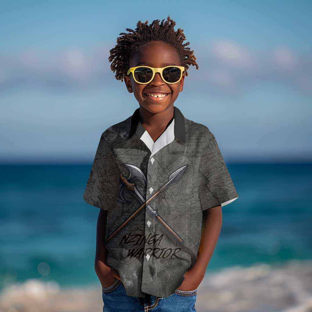 Queen Nzinga Kid Hawaiian Shirt Fierce African Warrior Queen - Dark Tribal Fire Art - African Pride