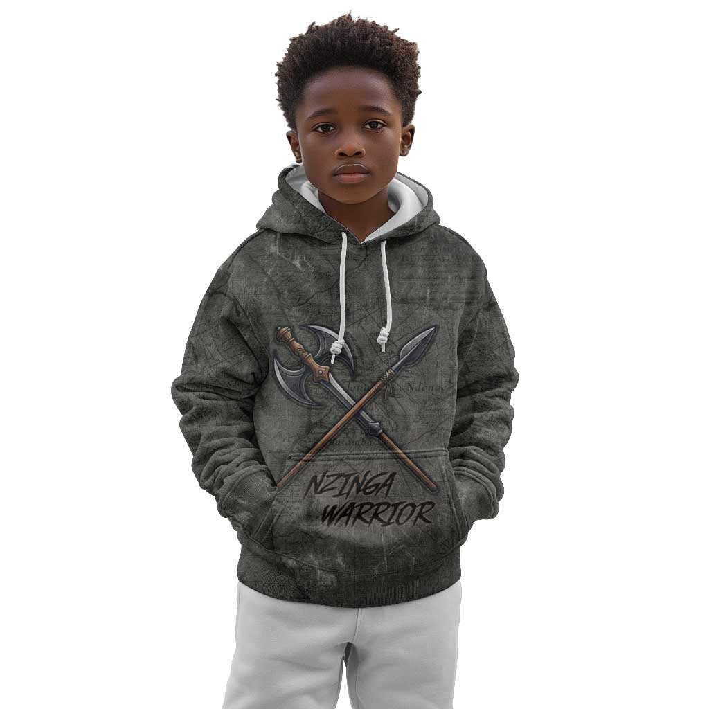 Queen Nzinga Kid Hoodie Fierce African Warrior Queen - Dark Tribal Fire Art - African Pride