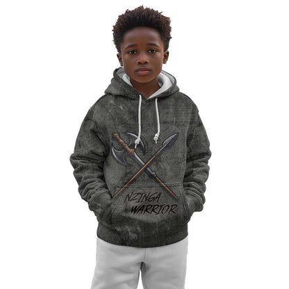 Queen Nzinga Kid Hoodie Fierce African Warrior Queen - Dark Tribal Fire Art - African Pride