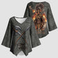 Queen Nzinga Kimono Sleeve Blouse Fierce African Warrior Queen - Dark Tribal Fire Art - African Pride