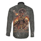 Queen Nzinga Long Sleeve Button Shirt Fierce African Warrior Queen - Dark Tribal Fire Art - African Pride