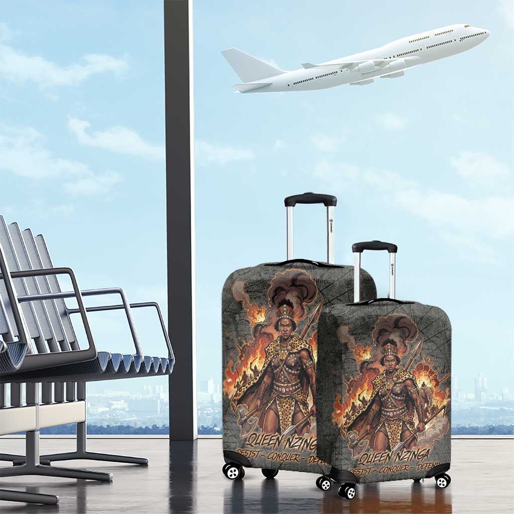 Queen Nzinga Luggage Cover Fierce African Warrior Queen - Dark Tribal Fire Art - African Pride