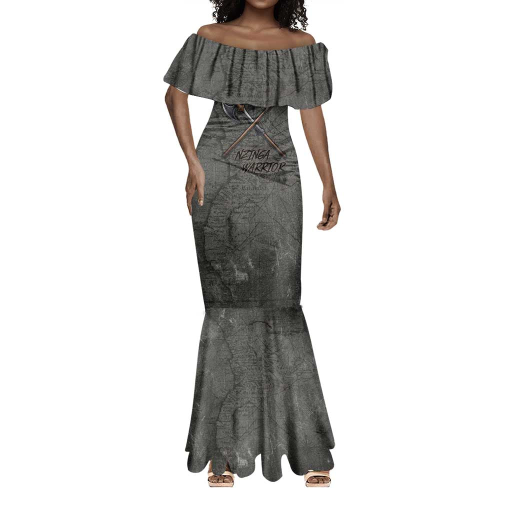 Queen Nzinga Mermaid Dress Fierce African Warrior Queen - Dark Tribal Fire Art - African Pride