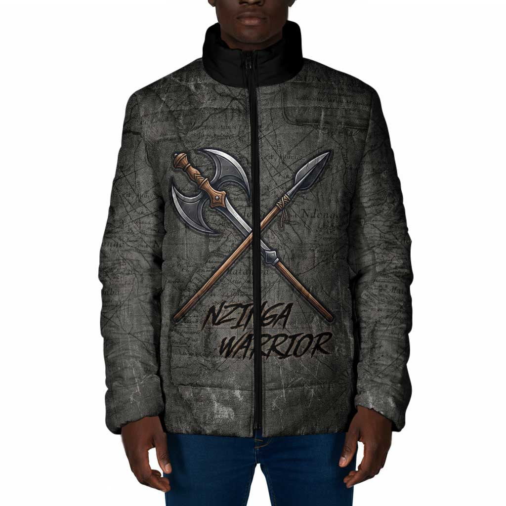 Queen Nzinga Padded Jacket Fierce African Warrior Queen - Dark Tribal Fire Art - African Pride