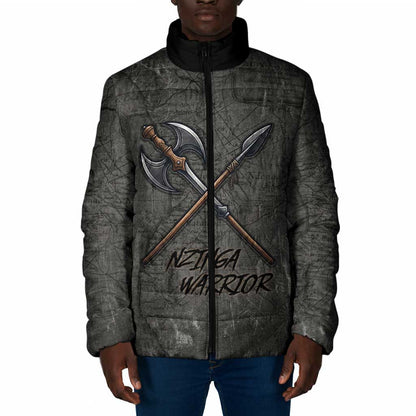 Queen Nzinga Padded Jacket Fierce African Warrior Queen - Dark Tribal Fire Art - African Pride
