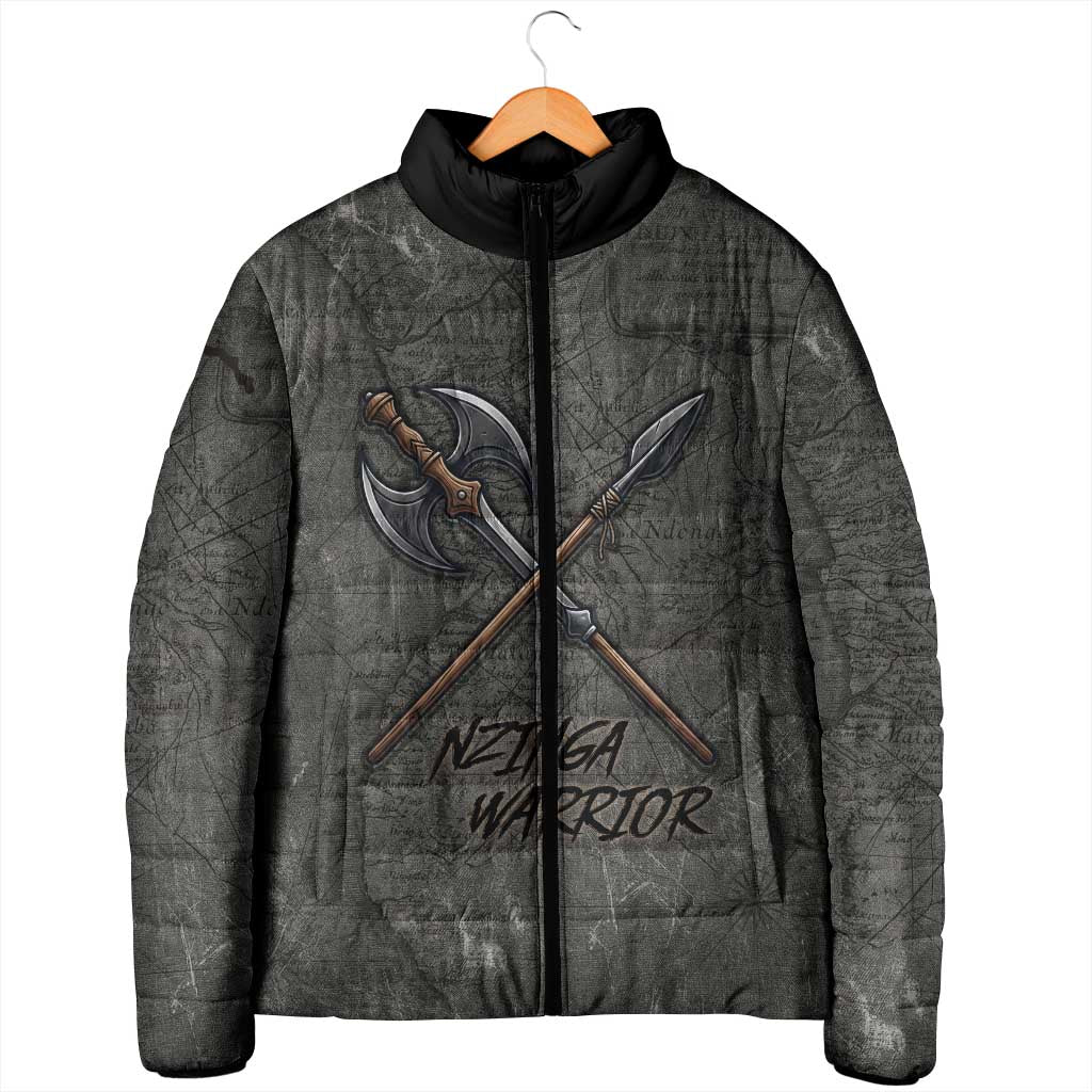 Queen Nzinga Padded Jacket Fierce African Warrior Queen - Dark Tribal Fire Art - African Pride
