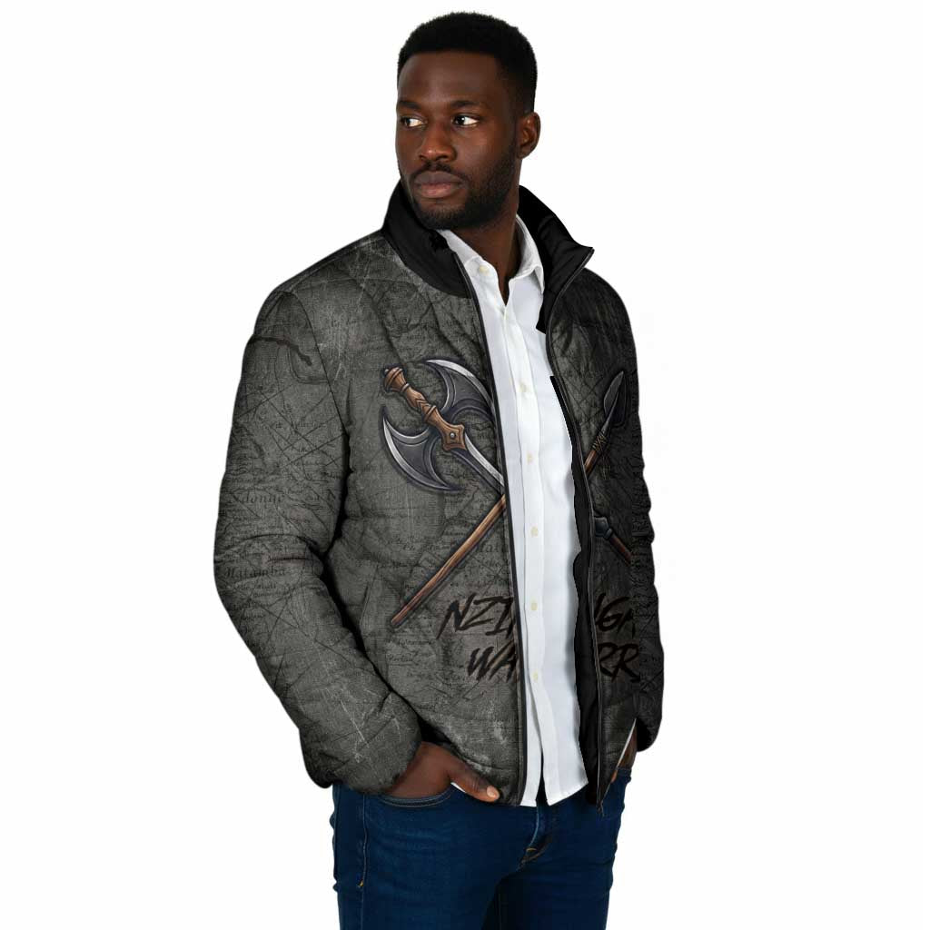 Queen Nzinga Padded Jacket Fierce African Warrior Queen - Dark Tribal Fire Art - African Pride