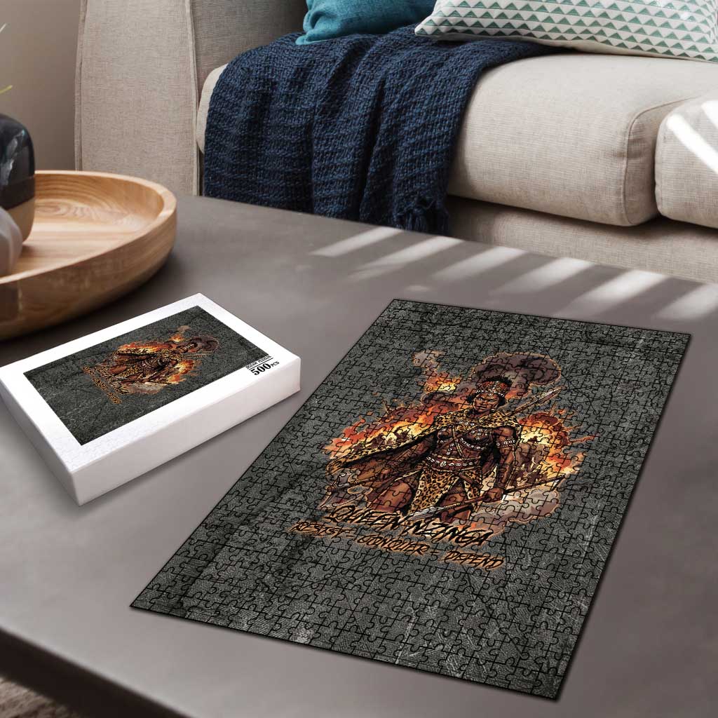 Queen Nzinga Puzzle Fierce African Warrior Queen - Dark Tribal Fire Art - African Pride