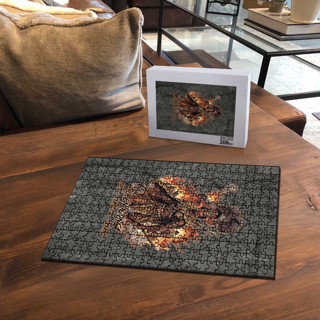 Queen Nzinga Puzzle Fierce African Warrior Queen - Dark Tribal Fire Art - African Pride
