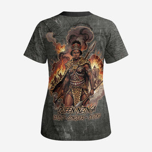 Queen Nzinga Scrub Top Fierce African Warrior Queen - Dark Tribal Fire Art - African Pride