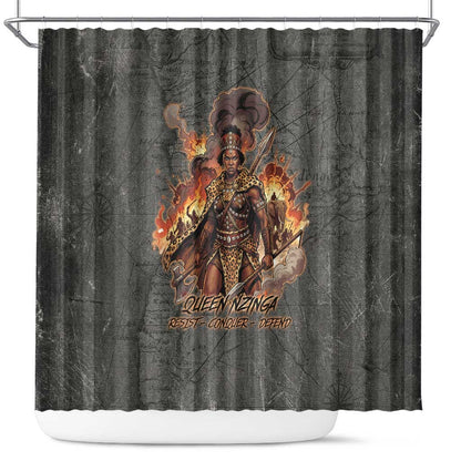 Queen Nzinga Shower Curtain Fierce African Warrior Queen - Dark Tribal Fire Art - African Pride