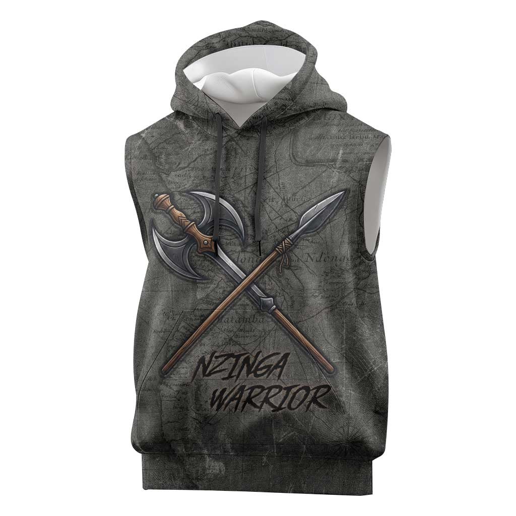 Queen Nzinga Sleeveless Hoodie Fierce African Warrior Queen - Dark Tribal Fire Art - African Pride