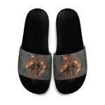 Queen Nzinga Slide Sandals Fierce African Warrior Queen - Dark Tribal Fire Art - African Pride