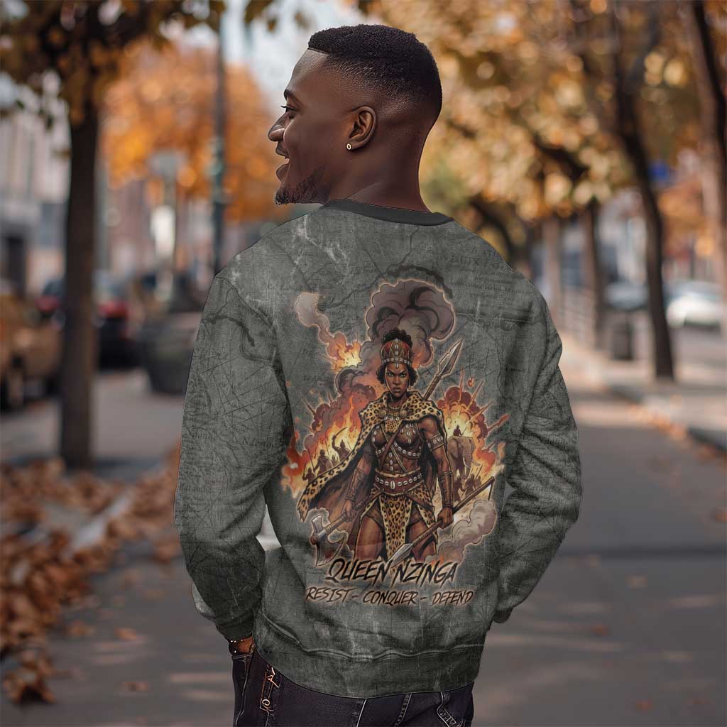Queen Nzinga Sweatshirt Fierce African Warrior Queen - Dark Tribal Fire Art - African Pride