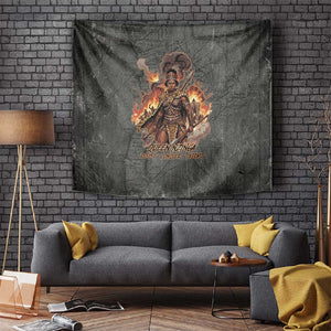 Queen Nzinga Tapestry Fierce African Warrior Queen - Dark Tribal Fire Art - African Pride