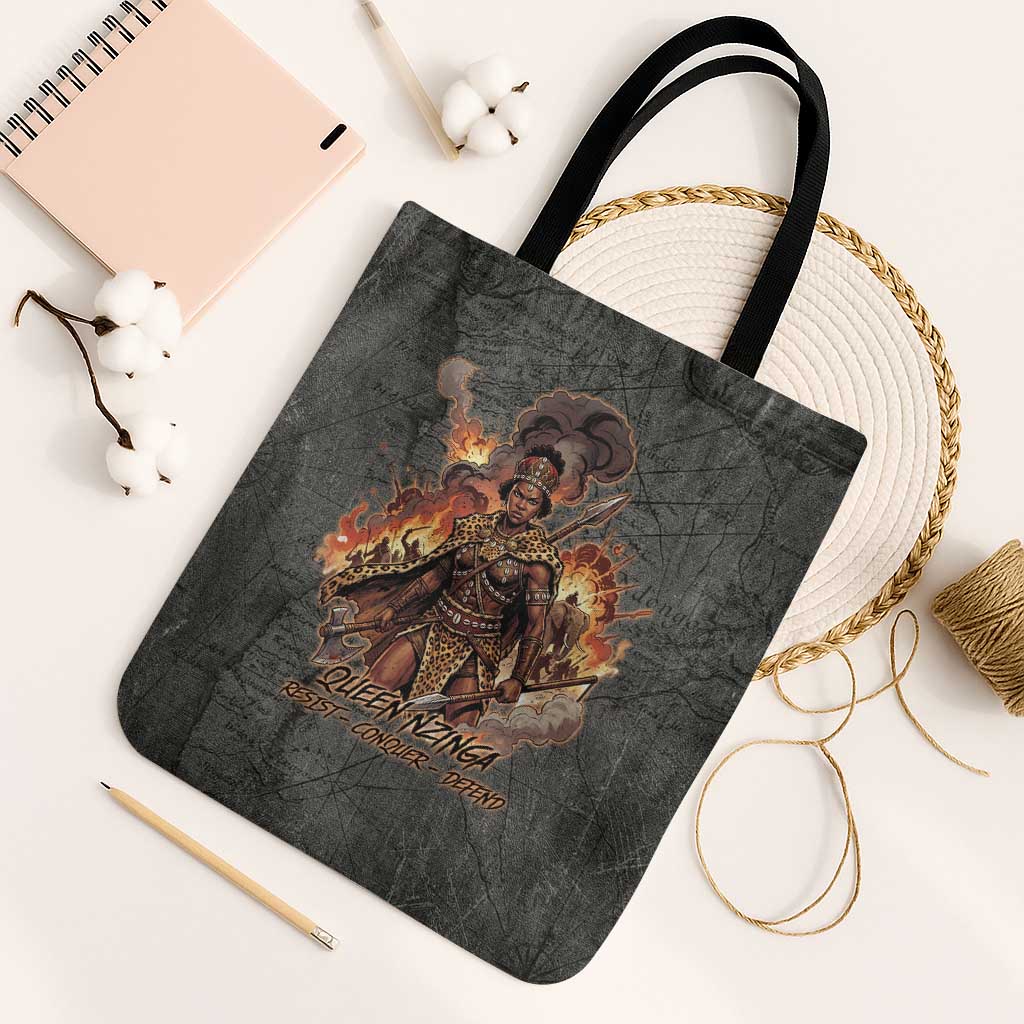 Queen Nzinga Tote Bag Fierce African Warrior Queen - Dark Tribal Fire Art - African Pride