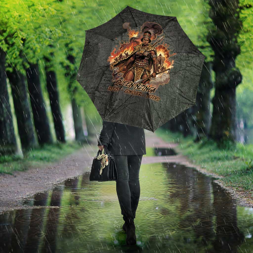 Queen Nzinga Umbrella Fierce African Warrior Queen - Dark Tribal Fire Art - African Pride