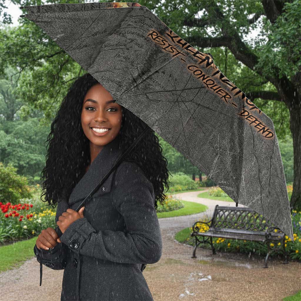 Queen Nzinga Umbrella Fierce African Warrior Queen - Dark Tribal Fire Art - African Pride