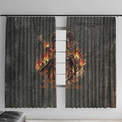 Queen Nzinga Window Curtain Fierce African Warrior Queen - Dark Tribal Fire Art - African Pride