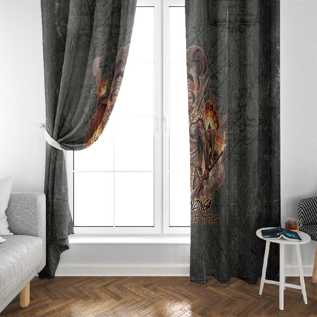 Queen Nzinga Window Curtain Fierce African Warrior Queen - Dark Tribal Fire Art - African Pride