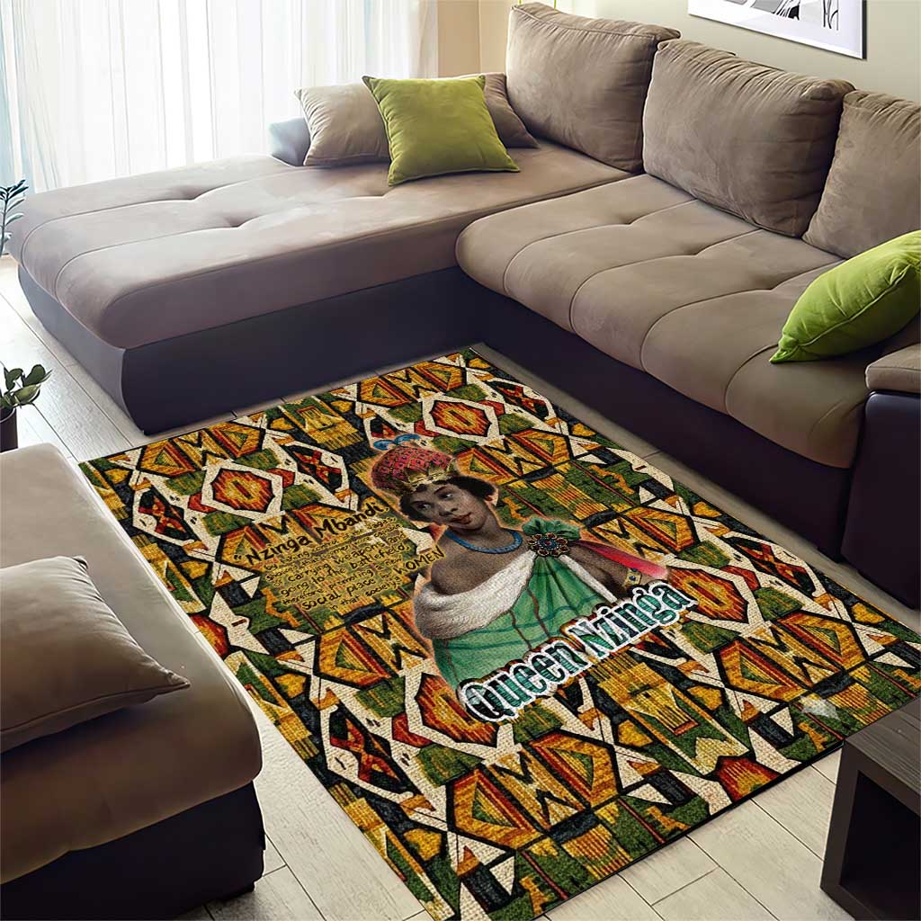 Queen Nzinga Area Rug Mbandi Traditional Regal Portrait Empowerment Quote African Female Leadership - African Pride