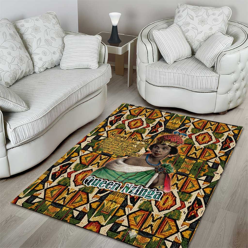 Queen Nzinga Area Rug Mbandi Traditional Regal Portrait Empowerment Quote African Female Leadership - African Pride
