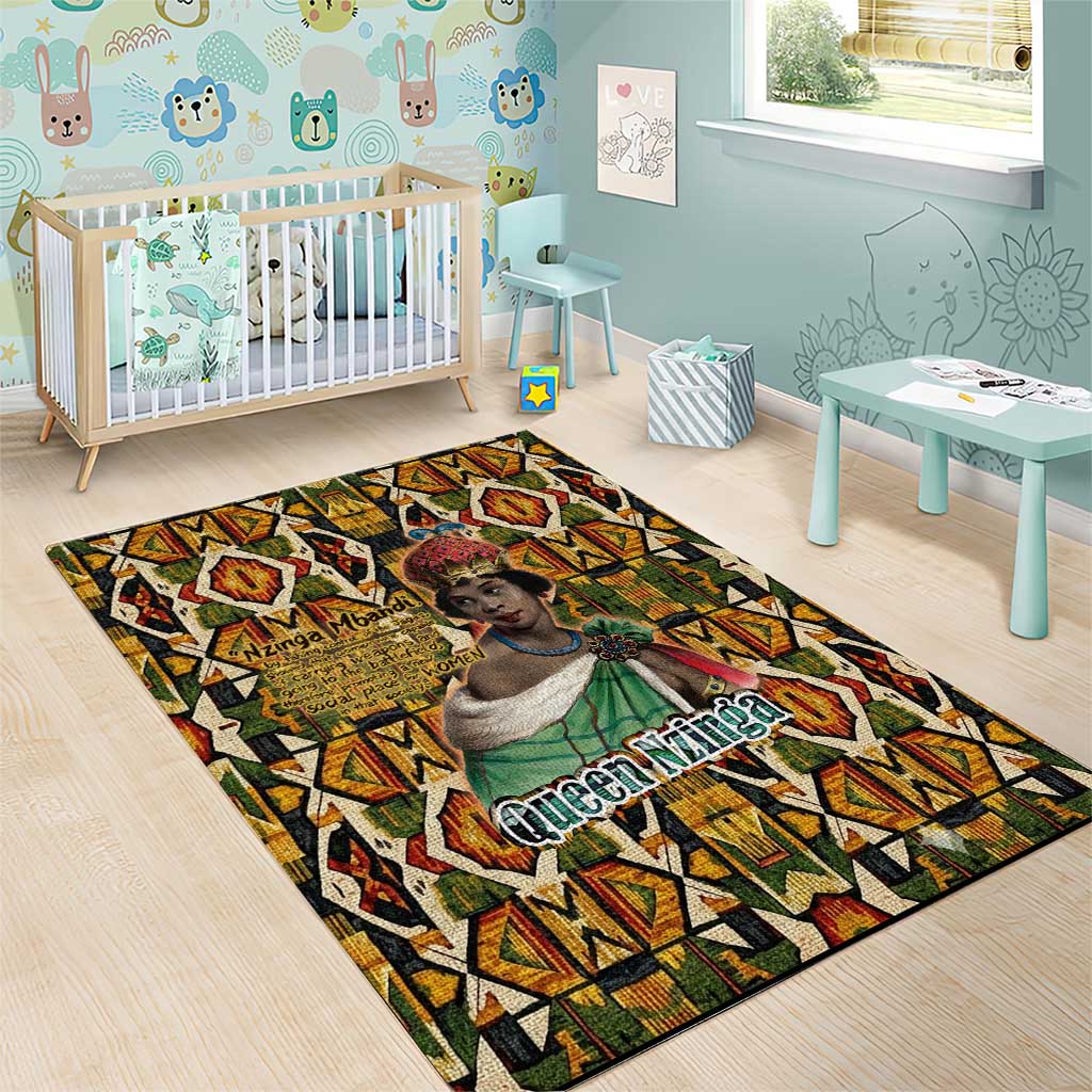 Queen Nzinga Area Rug Mbandi Traditional Regal Portrait Empowerment Quote African Female Leadership - African Pride