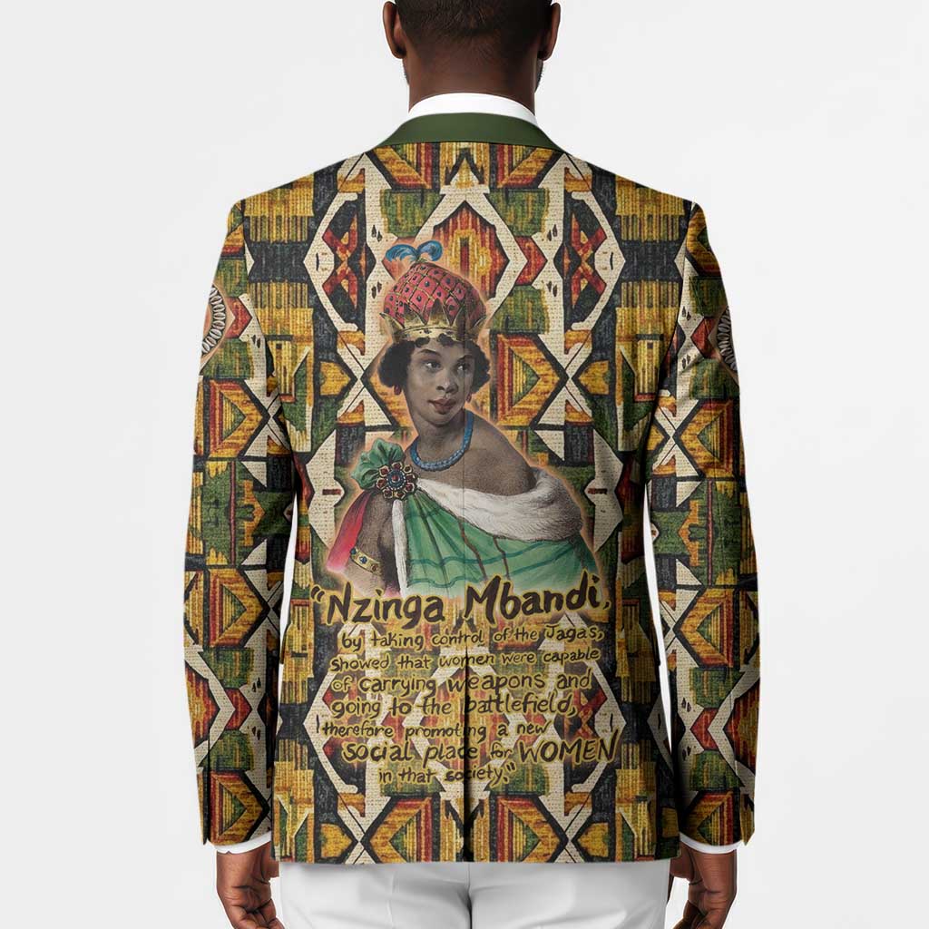 Queen Nzinga Blazer Mbandi Traditional Regal Portrait Empowerment Quote African Female Leadership - African Pride