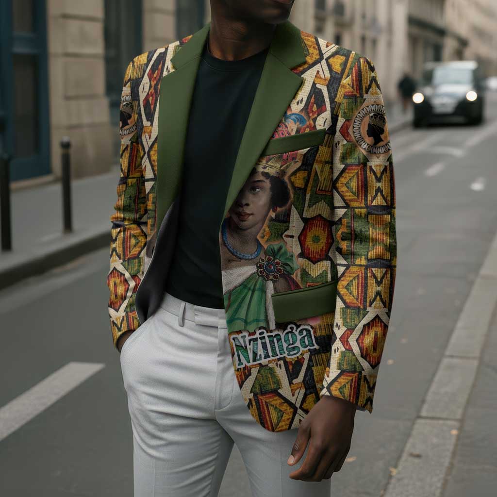 Queen Nzinga Blazer Mbandi Traditional Regal Portrait Empowerment Quote African Female Leadership - African Pride