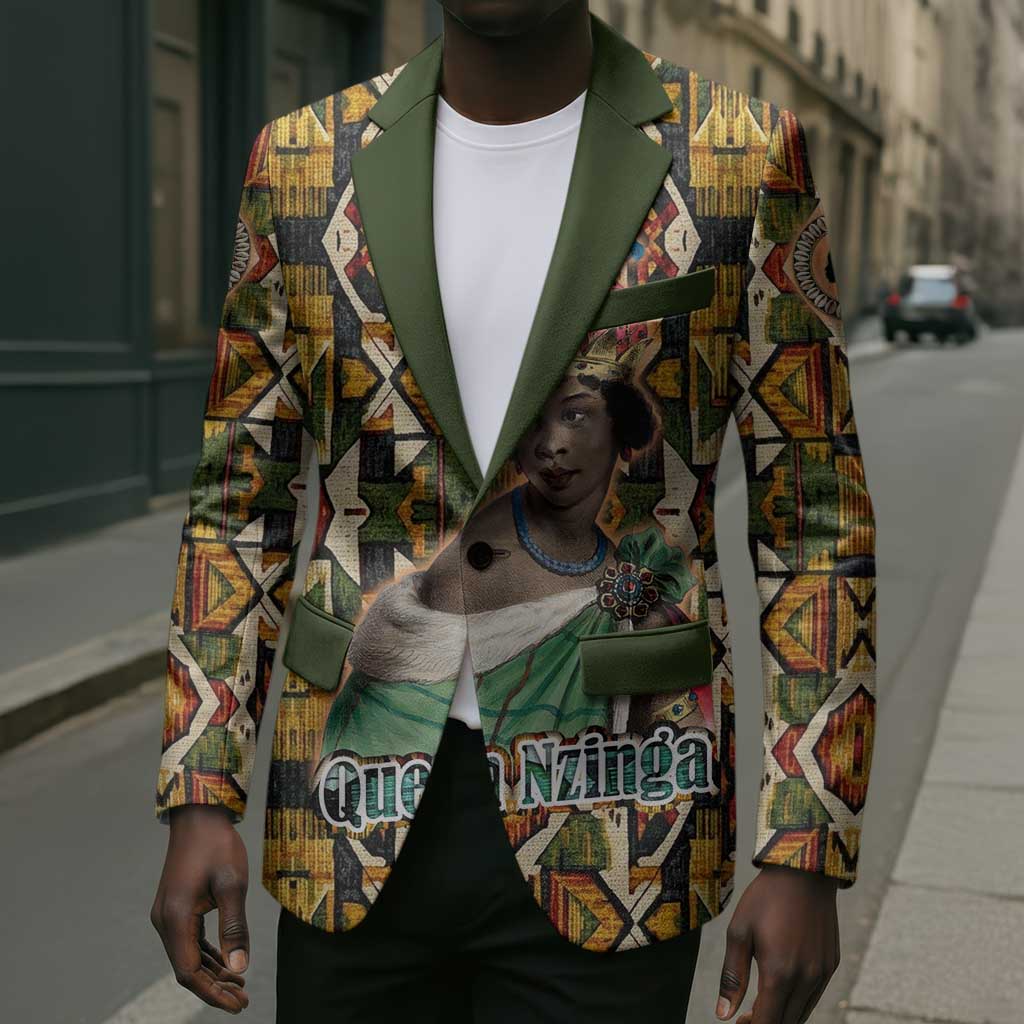 Queen Nzinga Blazer Mbandi Traditional Regal Portrait Empowerment Quote African Female Leadership - African Pride