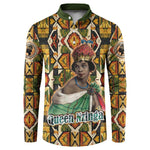 Queen Nzinga Button Sweatshirt Mbandi Traditional Regal Portrait Empowerment Quote African Female Leadership