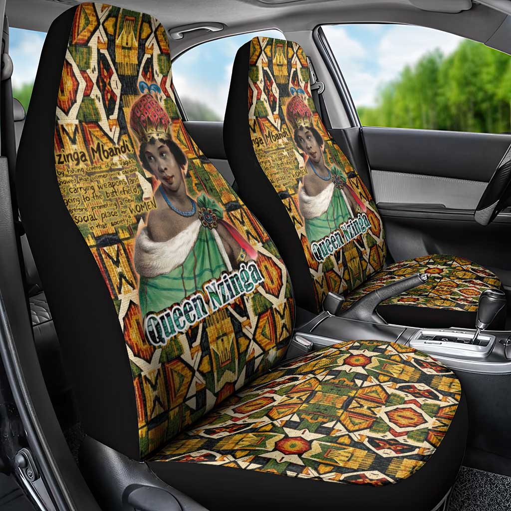 Queen Nzinga Car Seat Cover Mbandi Traditional Regal Portrait Empowerment Quote African Female Leadership - African Pride