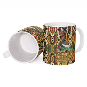 Queen Nzinga Ceramic Mug Mbandi Traditional Regal Portrait Empowerment Quote African Female Leadership - African Pride