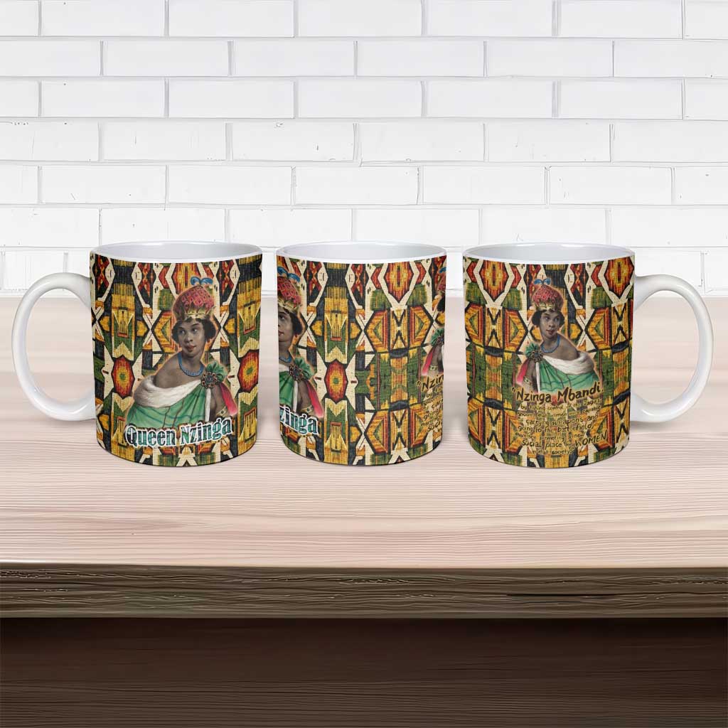 Queen Nzinga Ceramic Mug Mbandi Traditional Regal Portrait Empowerment Quote African Female Leadership - African Pride