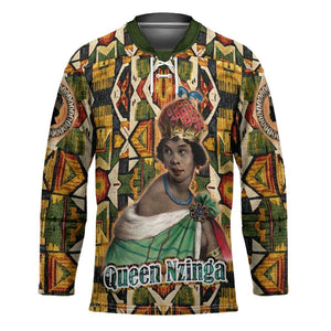 Queen Nzinga Hockey Jersey Mbandi Traditional Regal Portrait Empowerment Quote African Female Leadership - African Pride