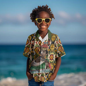 Queen Nzinga Kid Hawaiian Shirt Mbandi Traditional Regal Portrait Empowerment Quote African Female Leadership - African Pride